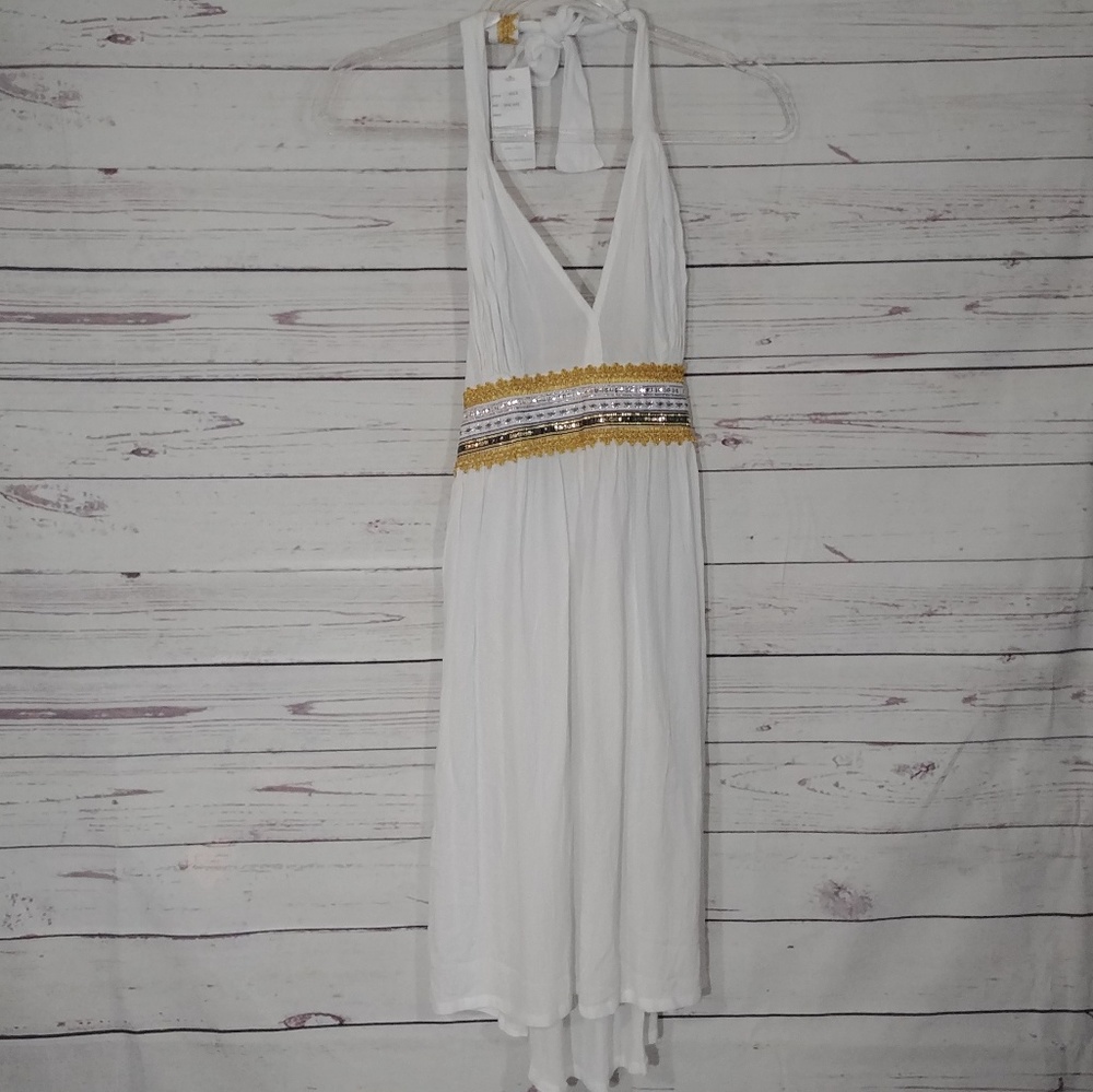 NWT India Boutique Smocked Sequin Halter Dress OS